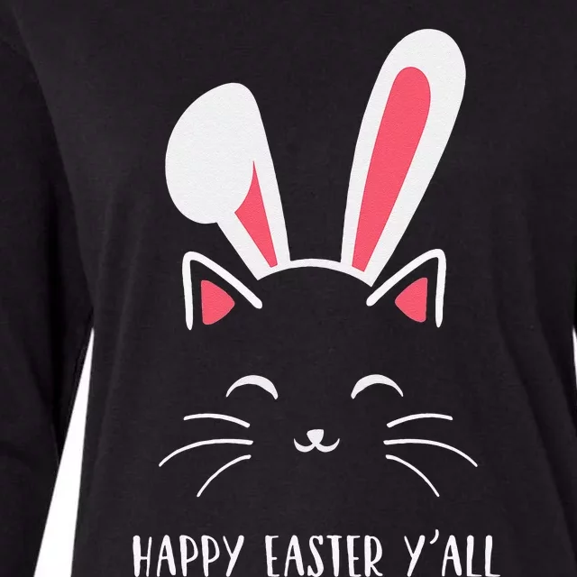 Happy Easter Y'all Funny Cat Bunny Ears Womens Cotton Relaxed Long Sleeve T-Shirt