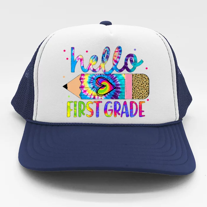 Hello First 1st Grade Back To School Teachers Trucker Hat