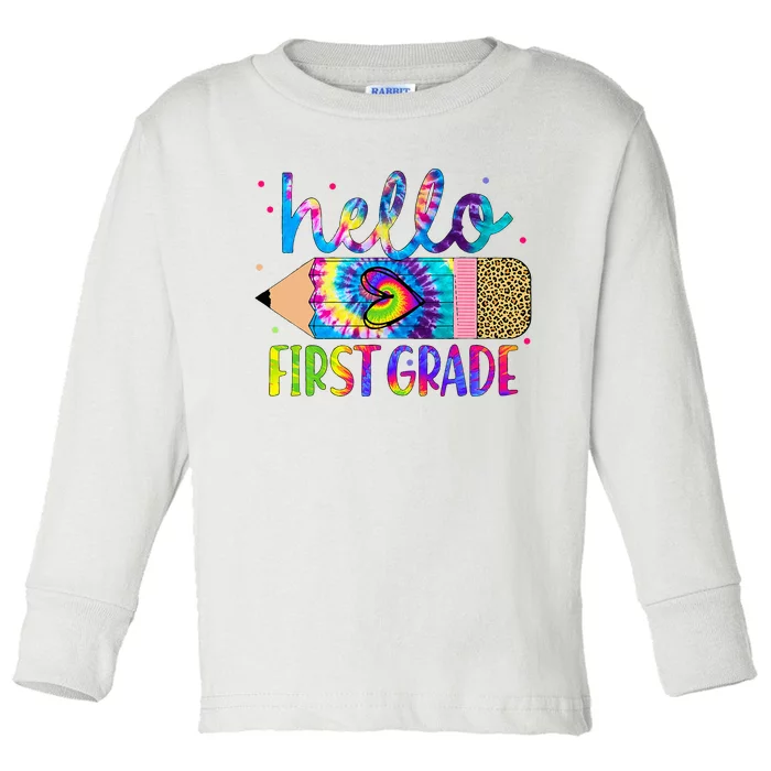 Hello First 1st Grade Back To School Teachers Toddler Long Sleeve Shirt