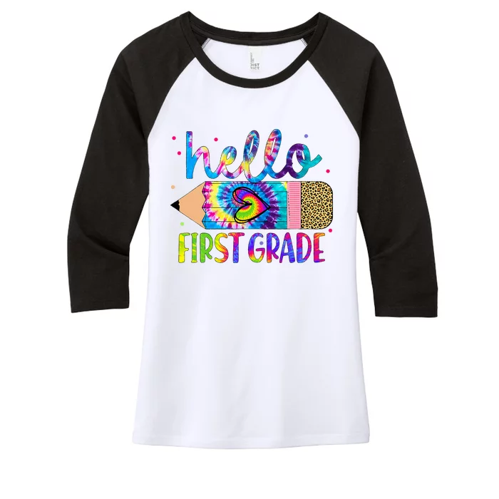 Hello First 1st Grade Back To School Teachers Women's Tri-Blend 3/4-Sleeve Raglan Shirt