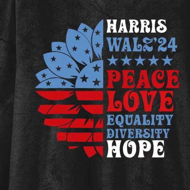 Harriswaltz Forward 2024 Kamala Harris Peace Love Hooded Wearable Blanket