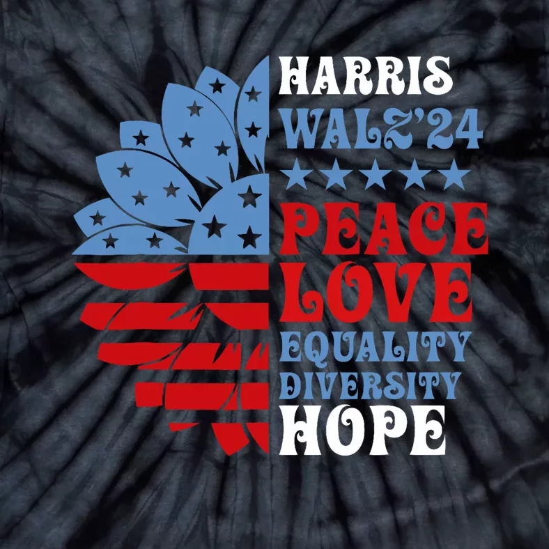 Harriswaltz Forward 2024 Kamala Harris Peace Love Tie-Dye T-Shirt