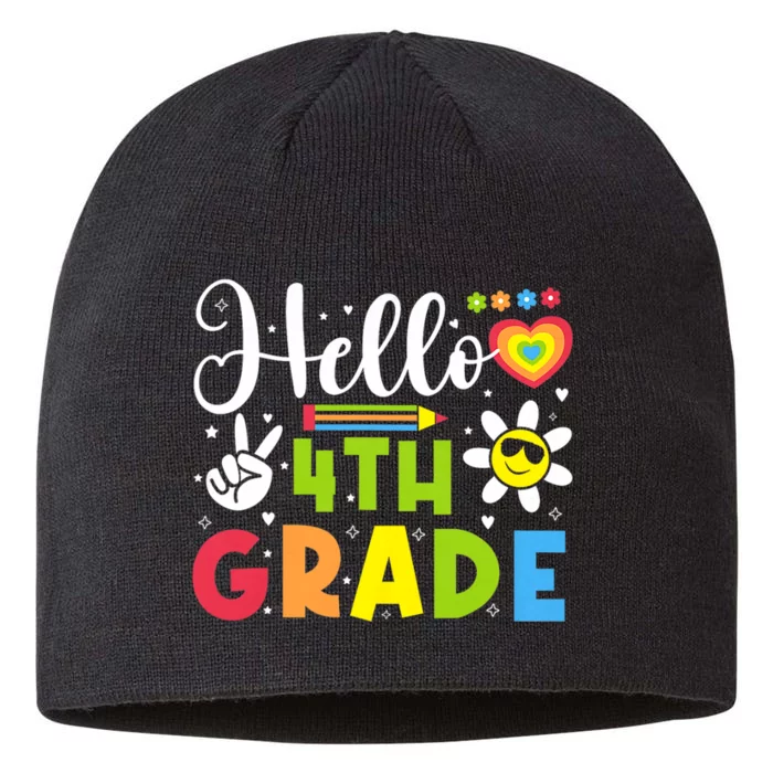 Hello Fourth 4th Grade Happy First Day Of School 8 1/2in Sustainable Knit Beanie