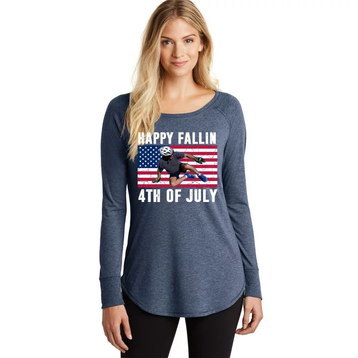 Happy Fallen 4th Of July Funny Joe Biden Bicycle Women's Perfect Tri Tunic Long Sleeve Shirt