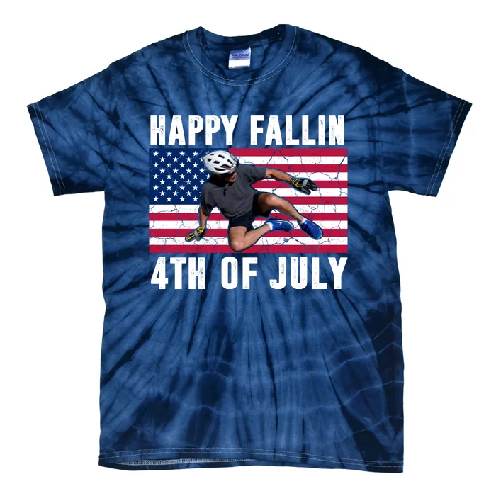 Happy Fallen 4th Of July Funny Joe Biden Bicycle Tie-Dye T-Shirt