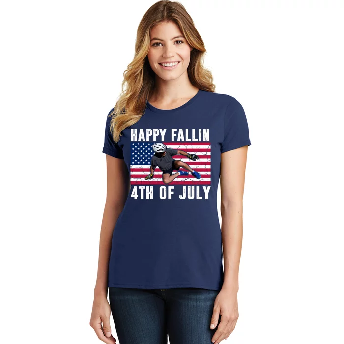 Happy Fallen 4th Of July Funny Joe Biden Bicycle Women's T-Shirt