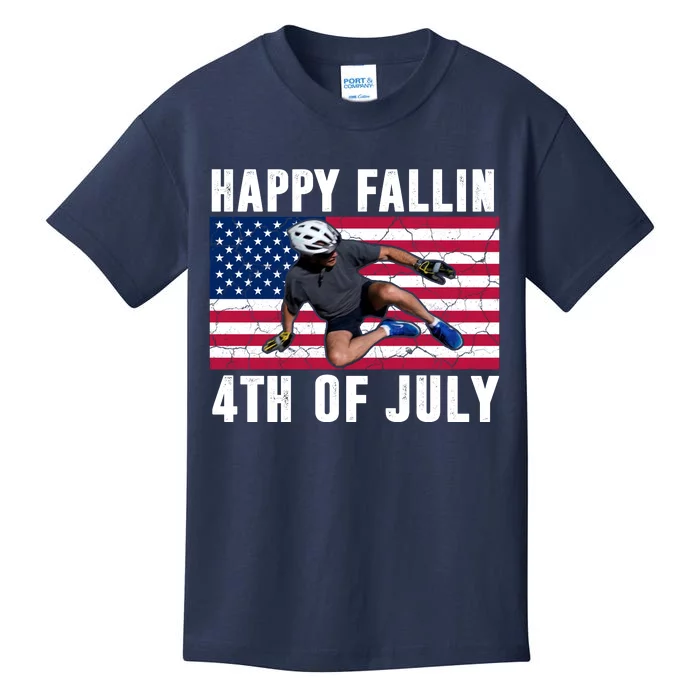 Happy Fallen 4th Of July Funny Joe Biden Bicycle Kids T-Shirt