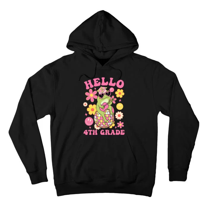 Hello Fourth 4th Grade Back To School Groovy Frog Funny Tall Hoodie