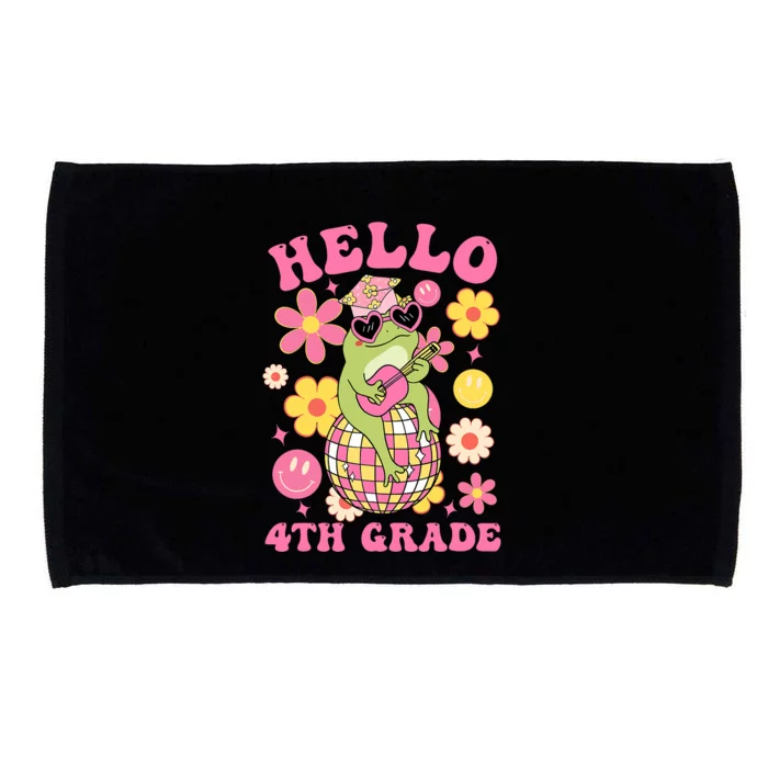 Hello Fourth 4th Grade Back To School Groovy Frog Funny Microfiber Hand Towel