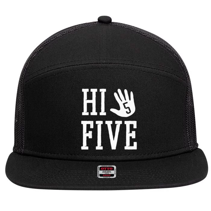 Hi Five 5 Years Old 5th Birthday 7 Panel Mesh Trucker Snapback Hat