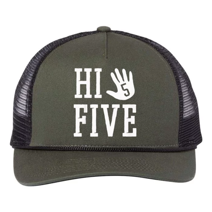 Hi Five 5 Years Old 5th Birthday Retro Rope Trucker Hat Cap