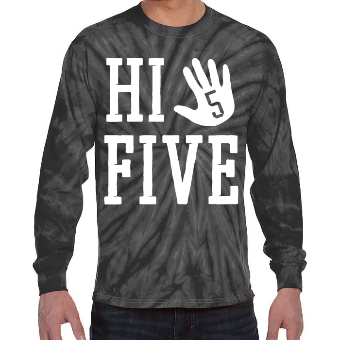 Hi Five 5 Years Old 5th Birthday Tie-Dye Long Sleeve Shirt