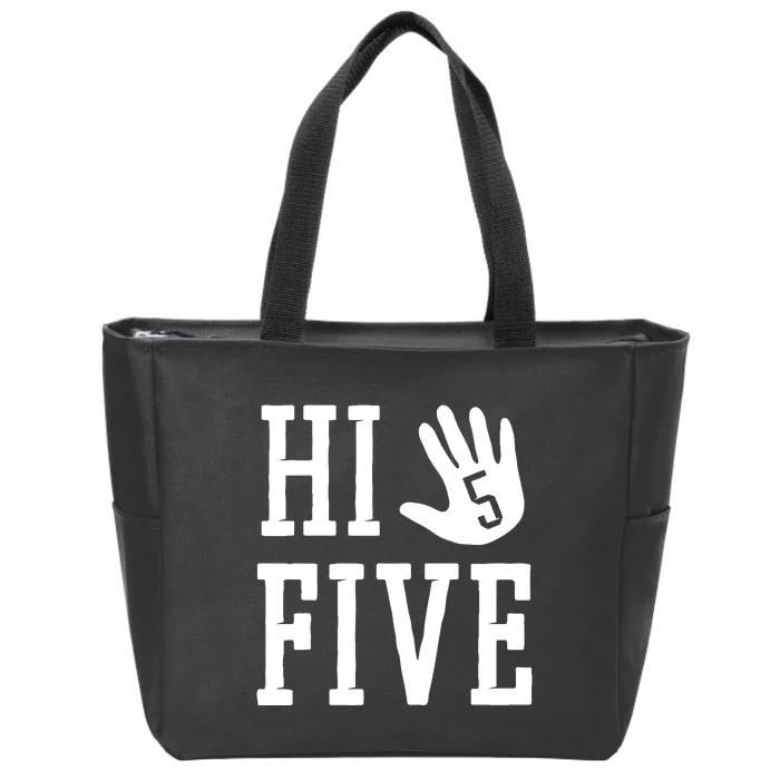 Hi Five 5 Years Old 5th Birthday Zip Tote Bag