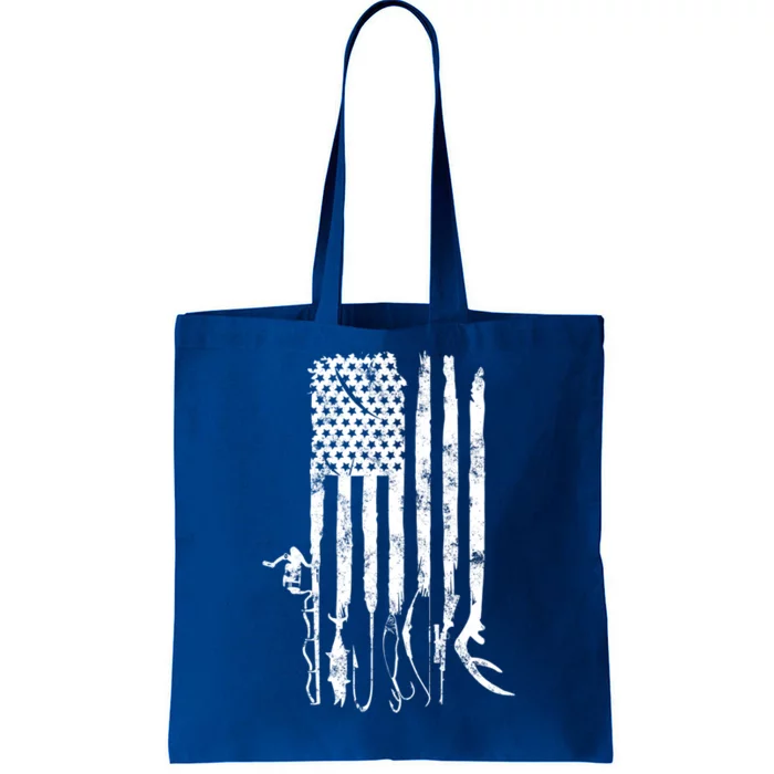 Hunting Fishing American Flag Patriotic Great Gift Tote Bag