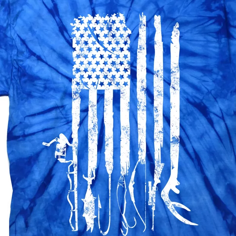 Hunting Fishing American Flag Patriotic Great Gift Tie-Dye T-Shirt