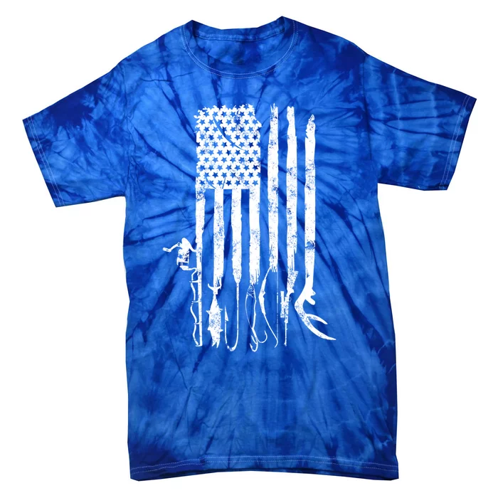 Hunting Fishing American Flag Patriotic Great Gift Tie-Dye T-Shirt