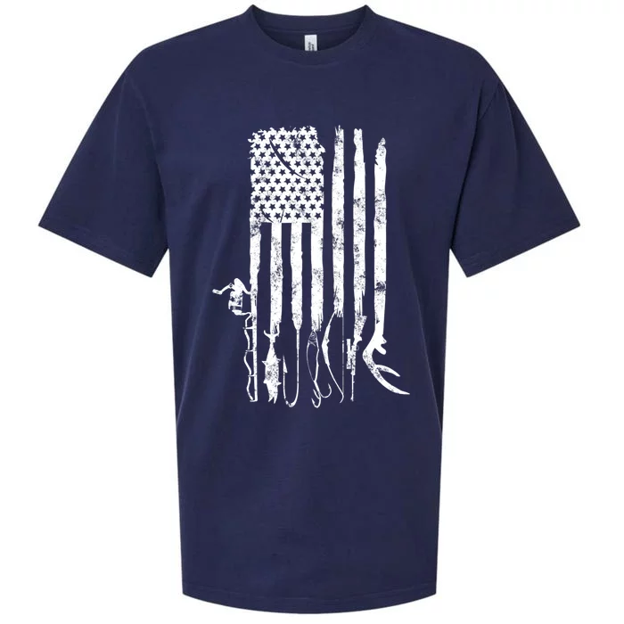 Hunting Fishing American Flag Patriotic Great Gift Sueded Cloud Jersey T-Shirt