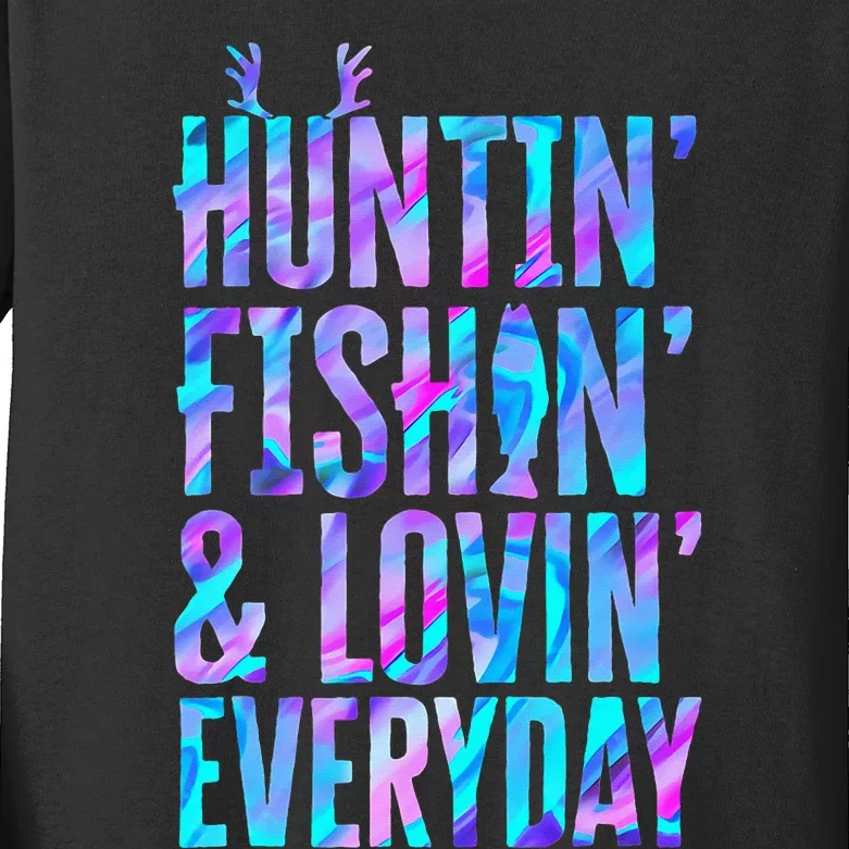 Hunting Fishing and Loving everyday Sport Kids Long Sleeve Shirt