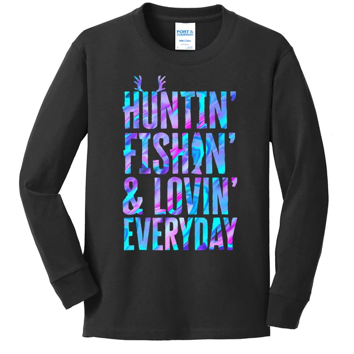 Hunting Fishing and Loving everyday Sport Kids Long Sleeve Shirt