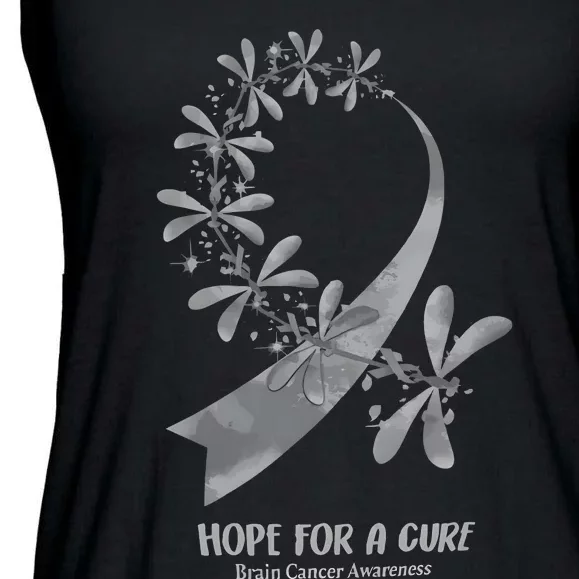 Hope For A Cure Brain Cancer Awareness Cancer Support Gray Ribbon Ladies Essential Flowy Tank