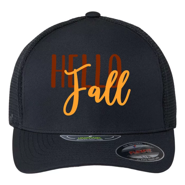 Hello Fall Autumn Lover Flexfit Unipanel Trucker Cap