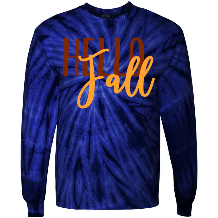 Hello Fall Autumn Lover Tie-Dye Long Sleeve Shirt