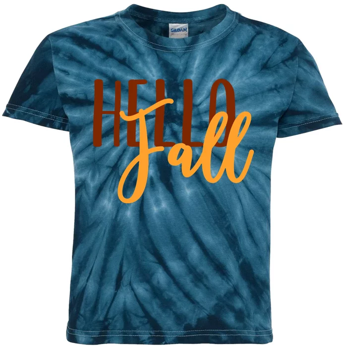 Hello Fall Autumn Lover Kids Tie-Dye T-Shirt