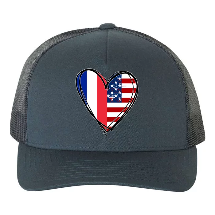 Happy French American Heritage Month France Usa Flag Heart Great Gift Yupoong Adult 5-Panel Trucker Hat