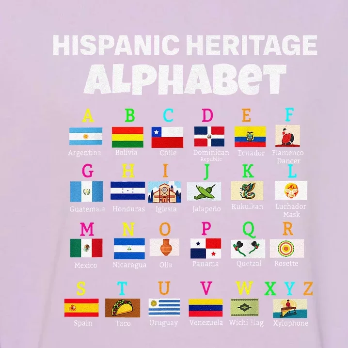 Hispanic Flag Alphabet For Teachers Educational Latin Flags Garment-Dyed Sweatshirt