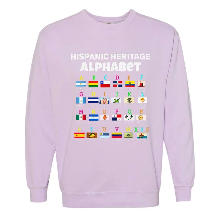 Hispanic Flag Alphabet For Teachers Educational Latin Flags Garment-Dyed Sweatshirt