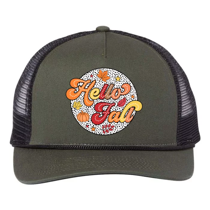 Hello Fall Autumn Season Lover Retro Rope Trucker Hat Cap