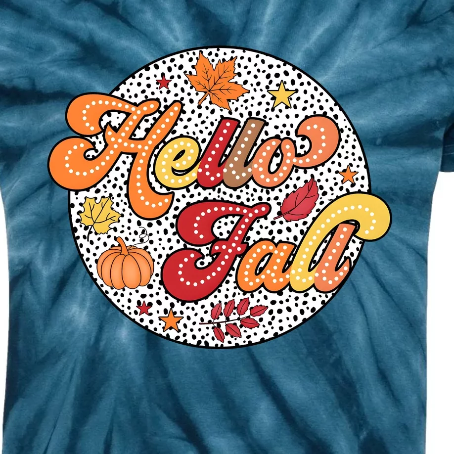 Hello Fall Autumn Season Lover Kids Tie-Dye T-Shirt