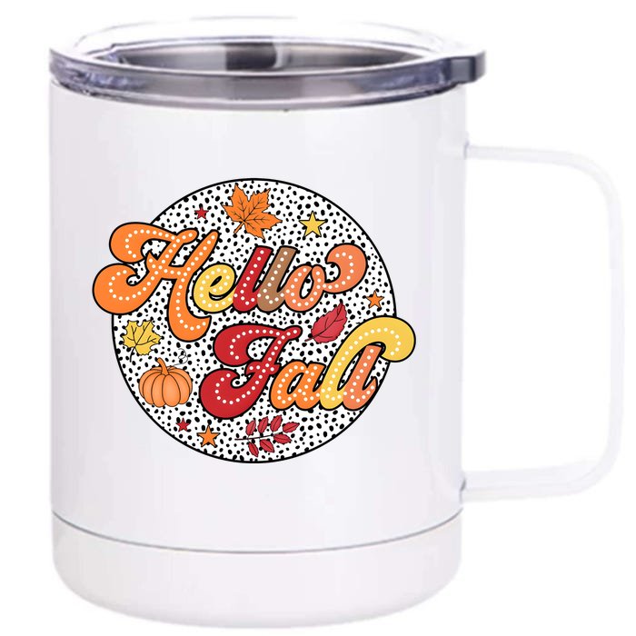 Hello Fall Autumn Season Lover Front & Back 12oz Stainless Steel Tumbler Cup