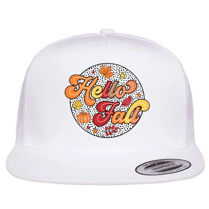 Hello Fall Autumn Season Lover Flat Bill Trucker Hat