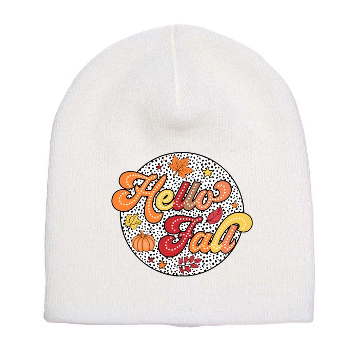 Hello Fall Autumn Season Lover Short Acrylic Beanie