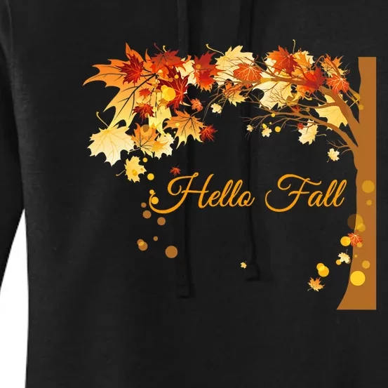 Hello Fall Autumn Halloween Leaves Foliage Women's Pullover Hoodie