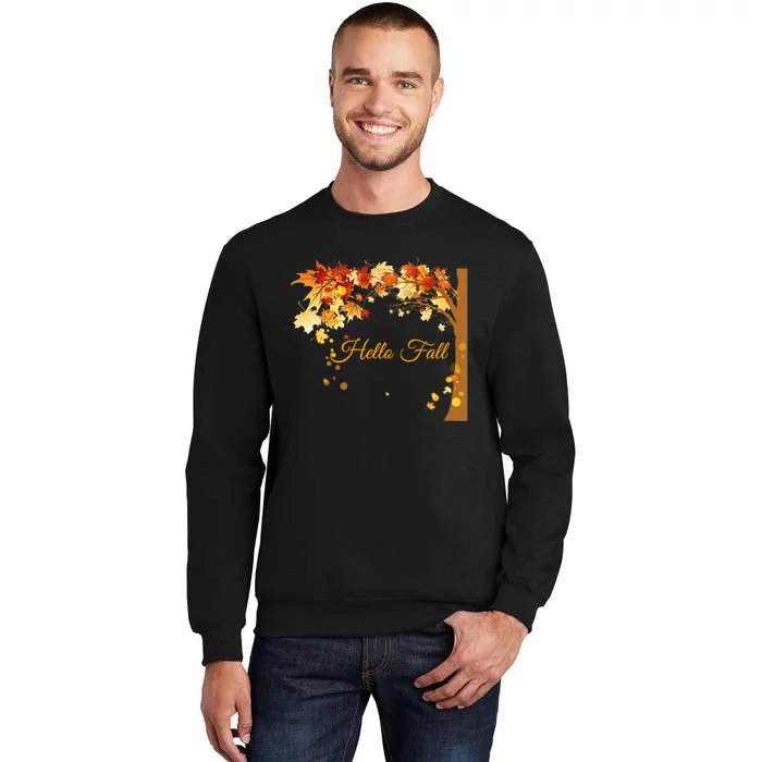 Hello Fall Autumn Halloween Leaves Foliage Tall Sweatshirt