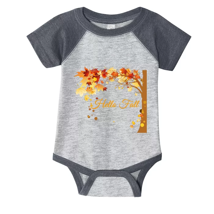 Hello Fall Autumn Halloween Leaves Foliage Infant Baby Jersey Bodysuit