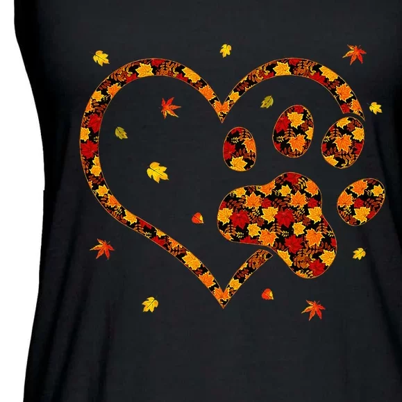 Hello Fall Autumn Leaf Pumpkin Dog Paw Ladies Essential Flowy Tank