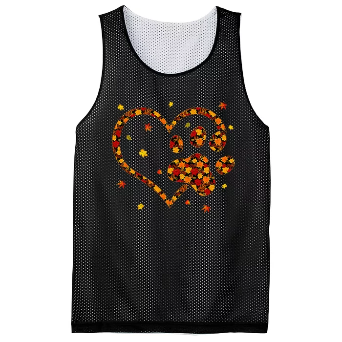 Hello Fall Autumn Leaf Pumpkin Dog Paw Mesh Reversible Basketball Jersey Tank