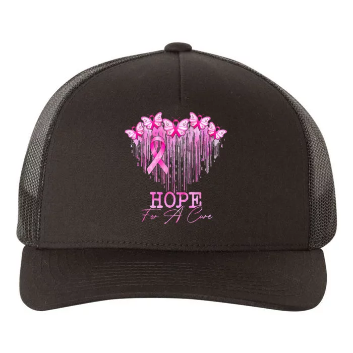 Hope For A Cure Pink Butterfly Breast Cancer Awareness Yupoong Adult 5-Panel Trucker Hat