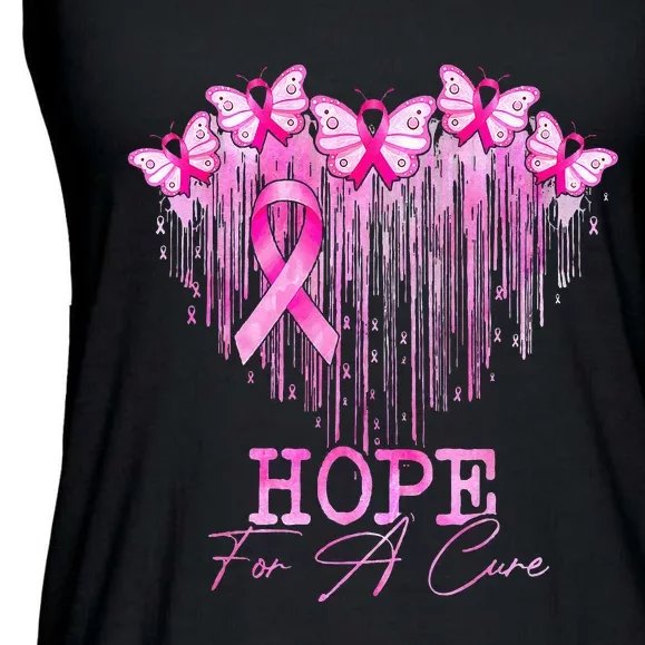 Hope For A Cure Pink Butterfly Breast Cancer Awareness Ladies Essential Flowy Tank