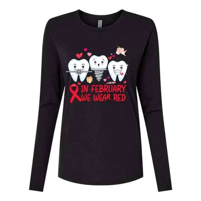 Heart Failure Awareness Happy Valentines Day Dental Dentist Gift Womens Cotton Relaxed Long Sleeve T-Shirt