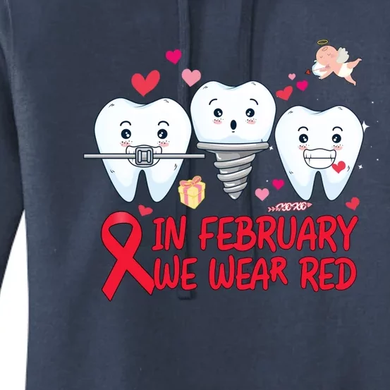 Heart Failure Awareness Happy Valentines Day Dental Dentist Gift Women's Pullover Hoodie