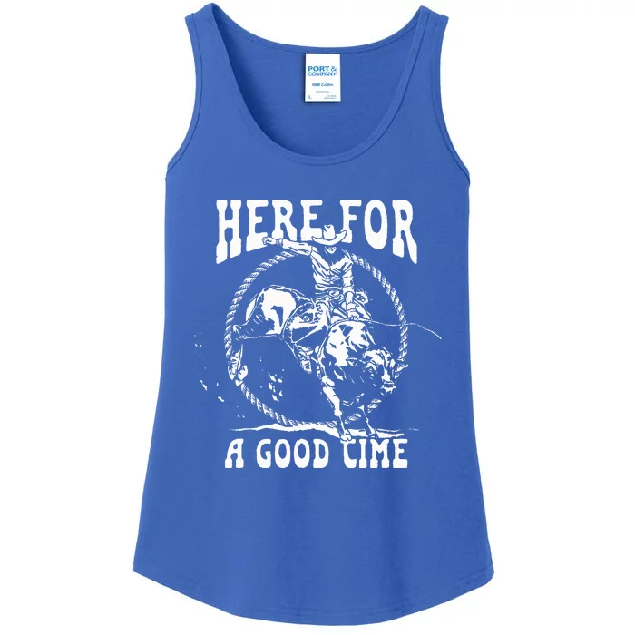 Here For A Good Time Country Western Cowboy Ladies Essential Tank