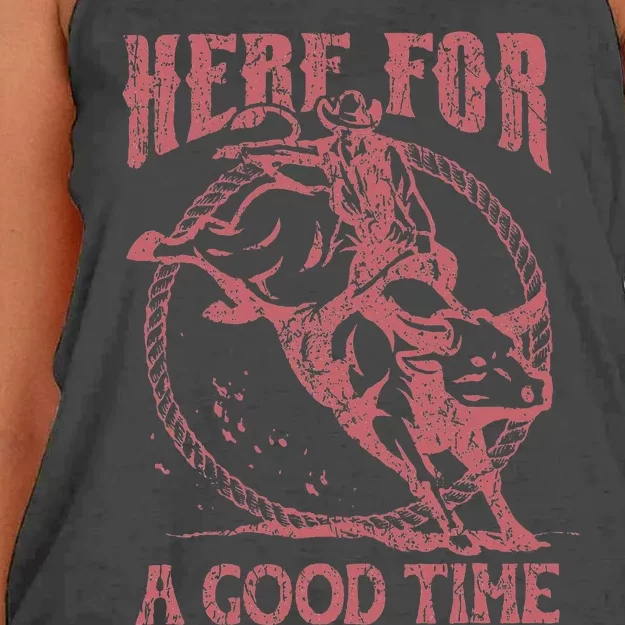 Here For A Good Time Cowboy Cowgirl Western Country Music Women's Knotted Racerback Tank