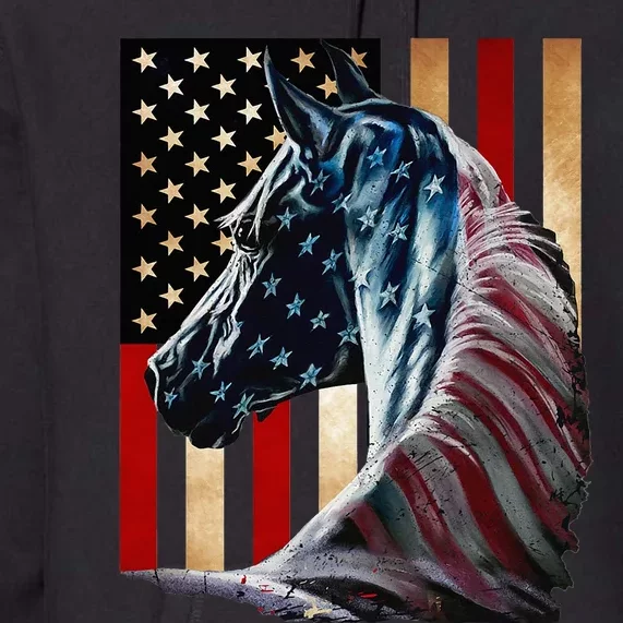 Horse Flag America Horses Face Flags Usa 4th Of July Premium Hoodie