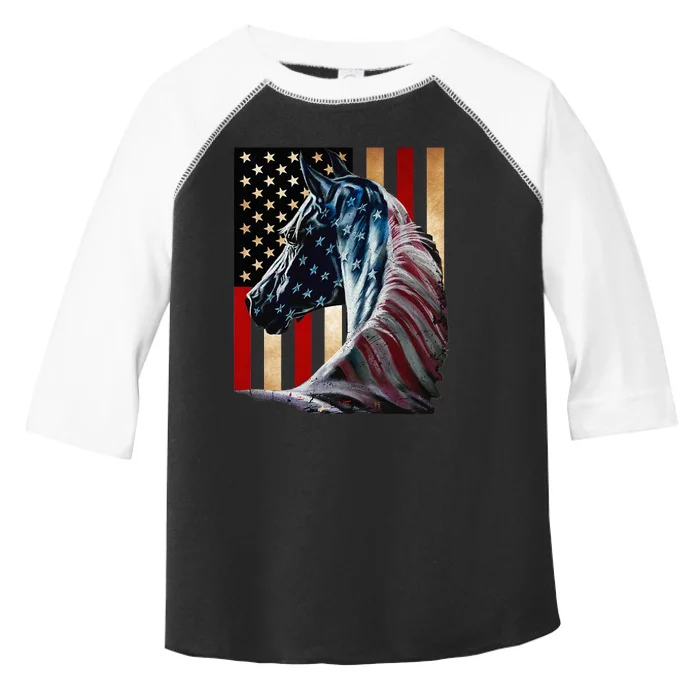 Horse Flag America Horses Face Flags Usa 4th Of July Toddler Fine Jersey T-Shirt