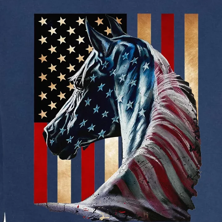 Horse Flag America Horses Face Flags Usa 4th Of July Garment-Dyed Sweatshirt