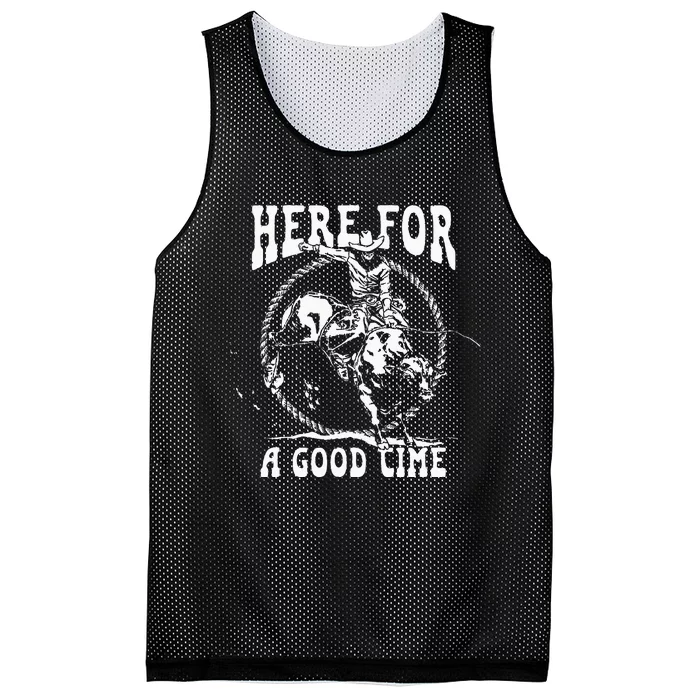 Here For A Good Time Country Western Cowboy Vintage Mesh Reversible Basketball Jersey Tank